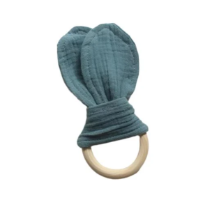Laker & The Moon  "Teal" Bunny Ears Teething Ring